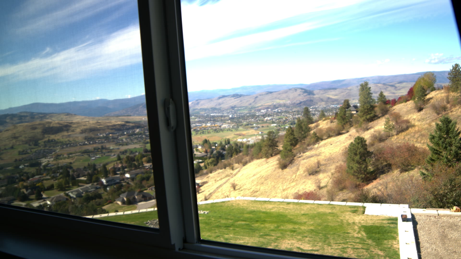 The valley below Coldstream seen through a Suite Bee window