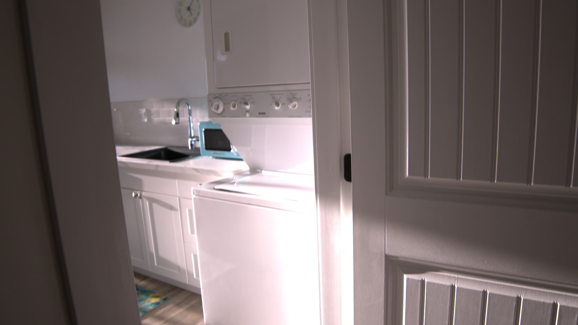 In-suite laundry: stacked washer and dryer